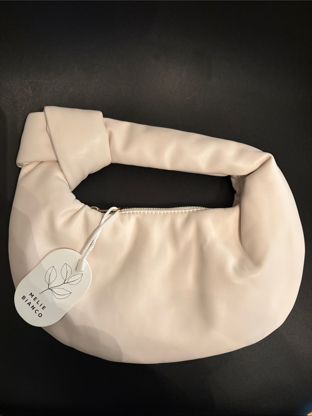 Melie Biianco Pale Blush Knot-Handle Hobo Bag